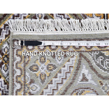 Load image into Gallery viewer, 2&#39;6&quot;x22&#39;2&quot; Brown And Gray Textured Wool And Silk Mughal Inspired Medallions Design Xl Runner Oriental Rug FWR400320