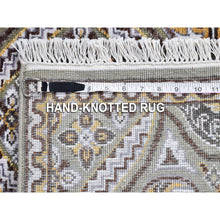 Load image into Gallery viewer, 2&#39;6&quot;x24&#39;1&quot; Brown And Gray Textured Wool And Silk Mughal Inspired Medallions Design Xl Runner Oriental Rug FWR400326