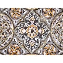 Load image into Gallery viewer, 2&#39;6&quot;x16&#39;3&quot; Xl Runner Textured Wool And Silk Mughal Inspired Medallions Design Brown And Gray Oriental Rug FWR400338