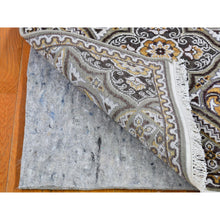Load image into Gallery viewer, 2&#39;6&quot;x16&#39;3&quot; Xl Runner Textured Wool And Silk Mughal Inspired Medallions Design Brown And Gray Oriental Rug FWR400338