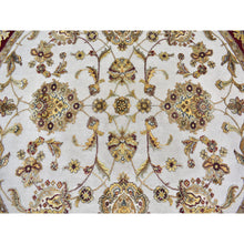 Load image into Gallery viewer, 6&#39;1&quot;x6&#39;1&quot; Ivory Rajasthan Half Wool And Half Silk Floral Design Thick And Plush Hand Knotted Round Oriental Rug FWR400356