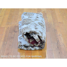 Load image into Gallery viewer, 6&#39;1&quot;x6&#39;1&quot; Ivory Rajasthan Half Wool And Half Silk Floral Design Thick And Plush Hand Knotted Round Oriental Rug FWR400356