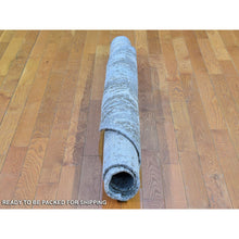 Load image into Gallery viewer, 6&#39;1&quot;x6&#39;1&quot; Denser Weave Baby Blue Round Abstract Design Persian Knot Wool And Silk Hand Knotted Oriental Rug FWR400368