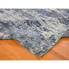 Load image into Gallery viewer, 12&#39;x18&#39;1&quot; Oversized Abstract Design With Persian Knot Wool And Silk Denser Weave Charcoal Gray Hand Knotted Oriental Rug FWR400392