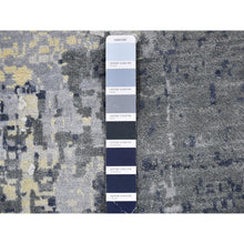 Load image into Gallery viewer, 12&#39;x18&#39;1&quot; Oversized Abstract Design With Persian Knot Wool And Silk Denser Weave Charcoal Gray Hand Knotted Oriental Rug FWR400392