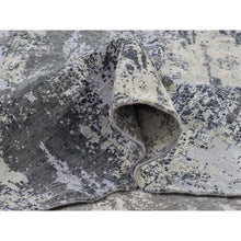 Load image into Gallery viewer, 12&#39;1&quot;x12&#39;1&quot; Abstract Design Wool And Silk Round Denser Weave Charcoal Gray Persian Knot Hand Knotted Oriental Rug FWR400398