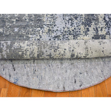 Load image into Gallery viewer, 12&#39;1&quot;x12&#39;1&quot; Abstract Design Wool And Silk Round Denser Weave Charcoal Gray Persian Knot Hand Knotted Oriental Rug FWR400398