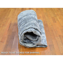 Load image into Gallery viewer, 12&#39;1&quot;x12&#39;1&quot; Abstract Design Wool And Silk Round Denser Weave Charcoal Gray Persian Knot Hand Knotted Oriental Rug FWR400398