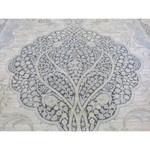 Load image into Gallery viewer, 11&#39;10&quot;x16&#39; Oversized Ivory Silk With Textured Wool Tree Of Life Meditation Design Hand Knotted Oriental Rug FWR400410