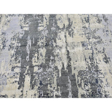 Load image into Gallery viewer, 8&#39;2&quot;x10&#39;2&quot; Abstract Design Wool And Pure Silk Denser Weave Charcoal Gray Persian Knot Hand Knotted Oriental Rug FWR400446