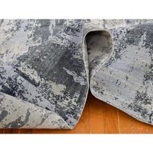 Load image into Gallery viewer, 8&#39;2&quot;x10&#39;2&quot; Abstract Design Wool And Pure Silk Denser Weave Charcoal Gray Persian Knot Hand Knotted Oriental Rug FWR400446