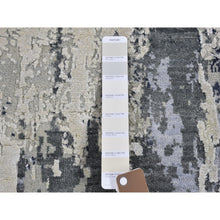 Load image into Gallery viewer, 8&#39;2&quot;x10&#39;2&quot; Abstract Design Wool And Pure Silk Denser Weave Charcoal Gray Persian Knot Hand Knotted Oriental Rug FWR400446