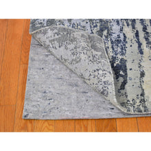 Load image into Gallery viewer, 8&#39;2&quot;x10&#39;2&quot; Abstract Design Wool And Pure Silk Denser Weave Charcoal Gray Persian Knot Hand Knotted Oriental Rug FWR400446