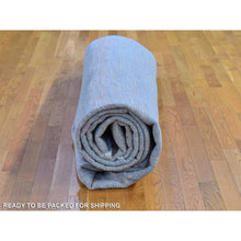 Load image into Gallery viewer, 10&#39;x14&#39;2&quot; Silver Blue With Touches Of Peach Grass Design Wool And Silk Hand Knotted Oriental Rug FWR400464