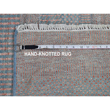 Load image into Gallery viewer, 10&#39;x14&#39;2&quot; Silver Blue With Touches Of Peach Grass Design Wool And Silk Hand Knotted Oriental Rug FWR400464