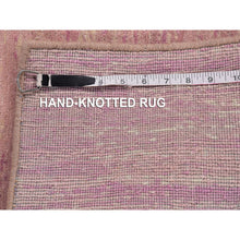 Load image into Gallery viewer, 3&#39;1&quot;x5&#39;4&quot; Hand Knotted Pink Thick And Plush Organic Wool Only Horizontal Ombre Design Oriental Rug FWR400512
