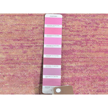 Load image into Gallery viewer, 2&#39;6&quot;x6&#39;2&quot; Pink With Touches Of Ivory Zero Pile Natural Wool Only Horizontal Ombre Design Runner Hand Knotted Oriental Rug FWR400518