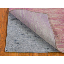 Load image into Gallery viewer, 2&#39;6&quot;x6&#39;2&quot; Pink with Touches of Ivory Zero Pile Natural Wool Only Horizontal Ombre Design Runner Hand Knotted Oriental Rug FWR400518