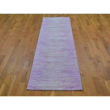 Load image into Gallery viewer, 2&#39;7&quot;x10&#39;3&quot; Pink Thick And Plush Organic Wool Only Horizontal Ombre Design Hand Knotted Wide Runner Oriental Rug FWR400524