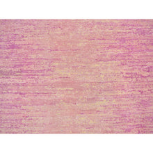 Load image into Gallery viewer, 2&#39;7&quot;x10&#39;3&quot; Pink Thick And Plush Organic Wool Only Horizontal Ombre Design Hand Knotted Wide Runner Oriental Rug FWR400524