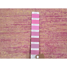 Load image into Gallery viewer, 2&#39;7&quot;x10&#39;3&quot; Pink Thick And Plush Organic Wool Only Horizontal Ombre Design Hand Knotted Wide Runner Oriental Rug FWR400524