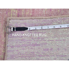 Load image into Gallery viewer, 2&#39;7&quot;x10&#39;3&quot; Pink Thick And Plush Organic Wool Only Horizontal Ombre Design Hand Knotted Wide Runner Oriental Rug FWR400524