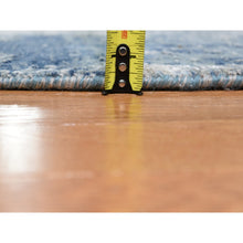 Load image into Gallery viewer, 6&#39;2&quot;x6&#39;2&quot; Round Abstract Design Wool And Pure Silk Blue Hand Knotted Denser Weave Oriental Rug FWR400530