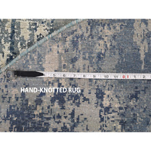 Load image into Gallery viewer, 6&#39;2&quot;x6&#39;2&quot; Round Abstract Design Wool And Pure Silk Blue Hand Knotted Denser Weave Oriental Rug FWR400530