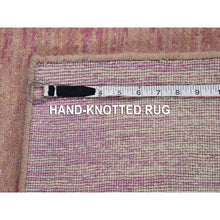 Load image into Gallery viewer, 2&#39;2&quot;x3&#39;3&quot; Thick And Plush Pure Wool Only Horizontal Ombre Design Pink With Touches Of Ivory Hand Knotted Mat Oriental Rug FWR400554