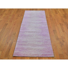 Load image into Gallery viewer, 2&#39;7&quot;x8&#39;5&quot; Pink Thick And Plush Organic Wool Only Horizontal Ombre Design Hand Knotted Runner Oriental Rug FWR400560