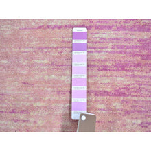 Load image into Gallery viewer, 2&#39;7&quot;x8&#39;5&quot; Pink Thick And Plush Organic Wool Only Horizontal Ombre Design Hand Knotted Runner Oriental Rug FWR400560