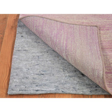 Load image into Gallery viewer, 2&#39;7&quot;x8&#39;5&quot; Pink Thick And Plush Organic Wool Only Horizontal Ombre Design Hand Knotted Runner Oriental Rug FWR400560