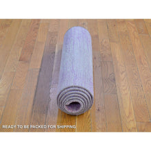 Load image into Gallery viewer, 2&#39;7&quot;x8&#39;5&quot; Pink Thick And Plush Organic Wool Only Horizontal Ombre Design Hand Knotted Runner Oriental Rug FWR400560