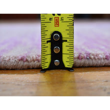 Load image into Gallery viewer, 2&#39;7&quot;x8&#39;5&quot; Pink Thick And Plush Organic Wool Only Horizontal Ombre Design Hand Knotted Runner Oriental Rug FWR400560