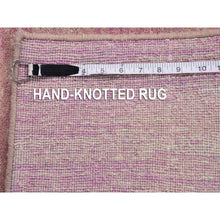 Load image into Gallery viewer, 2&#39;7&quot;x8&#39;5&quot; Pink Thick And Plush Organic Wool Only Horizontal Ombre Design Hand Knotted Runner Oriental Rug FWR400560