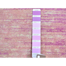 Load image into Gallery viewer, 3&#39;1&quot;x5&#39;5&quot; Hand Knotted Pink Thick And Plush Organic Wool Only Horizontal Ombre Design Oriental Rug FWR400572
