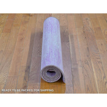 Load image into Gallery viewer, 3&#39;1&quot;x5&#39;5&quot; Hand Knotted Pink Thick And Plush Organic Wool Only Horizontal Ombre Design Oriental Rug FWR400572