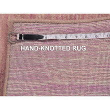 Load image into Gallery viewer, 3&#39;1&quot;x5&#39;5&quot; Hand Knotted Pink Thick And Plush Organic Wool Only Horizontal Ombre Design Oriental Rug FWR400572