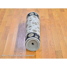 Load image into Gallery viewer, 2&#39;7&quot;x9&#39;10&quot; Ivory Rajasthan Half Wool And Half Silk Floral Design Thick And Plush Hand Knotted Runner Oriental Rug FWR400608