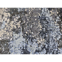 Load image into Gallery viewer, 2&#39;6&quot;x10&#39;2&quot; Wool And Real Silk Abstract Design With Persian Knot Denser Weave Gray Hand Knotted Runner Oriental Rug FWR400656