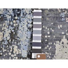 Load image into Gallery viewer, 2&#39;6&quot;x10&#39;2&quot; Wool And Real Silk Abstract Design With Persian Knot Denser Weave Gray Hand Knotted Runner Oriental Rug FWR400656