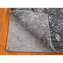 Load image into Gallery viewer, 2&#39;6&quot;x10&#39;2&quot; Wool And Real Silk Abstract Design With Persian Knot Denser Weave Gray Hand Knotted Runner Oriental Rug FWR400656