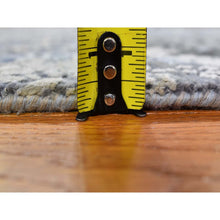 Load image into Gallery viewer, 2&#39;6&quot;x10&#39;2&quot; Wool And Real Silk Abstract Design With Persian Knot Denser Weave Gray Hand Knotted Runner Oriental Rug FWR400656