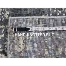 Load image into Gallery viewer, 2&#39;6&quot;x10&#39;2&quot; Wool And Real Silk Abstract Design With Persian Knot Denser Weave Gray Hand Knotted Runner Oriental Rug FWR400656