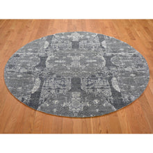Load image into Gallery viewer, 6&#39;1&quot;x6&#39;1&quot; Gray Wool And Pure Silk Jewellery Design Hand Knotted Round Oriental Rug FWR400668