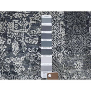 6'1"x6'1" Gray Wool And Pure Silk Jewellery Design Hand Knotted Round Oriental Rug FWR400668