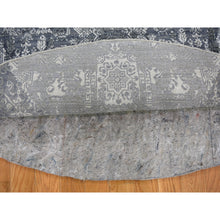 Load image into Gallery viewer, 6&#39;1&quot;x6&#39;1&quot; Gray Wool And Pure Silk Jewellery Design Hand Knotted Round Oriental Rug FWR400668