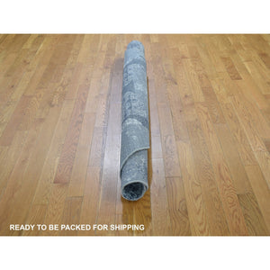 6'1"x6'1" Gray Wool And Pure Silk Jewellery Design Hand Knotted Round Oriental Rug FWR400668