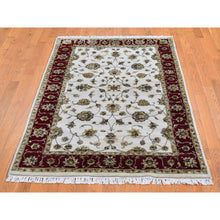 Load image into Gallery viewer, 4&#39;x6&#39; Ivory Rajasthan Half Wool And Half Silk Floral Design Thick And Plush Hand Knotted Oriental Rug FWR400674