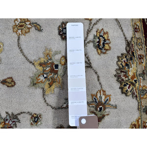 4'x6' Ivory Rajasthan Half Wool And Half Silk Floral Design Thick And Plush Hand Knotted Oriental Rug FWR400674